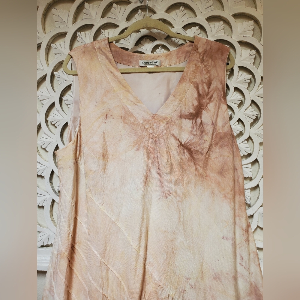 Tea Dyed Process On Vintage Coldwater Creek Linen And Lace Dress W24 - Picture 7 of 11